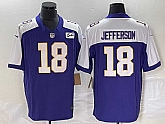 Men's Minnesota Vikings #18 Justin Jefferson Purple 2023 FUSE Bud Grant Patch Limited Stitched Jersey,baseball caps,new era cap wholesale,wholesale hats